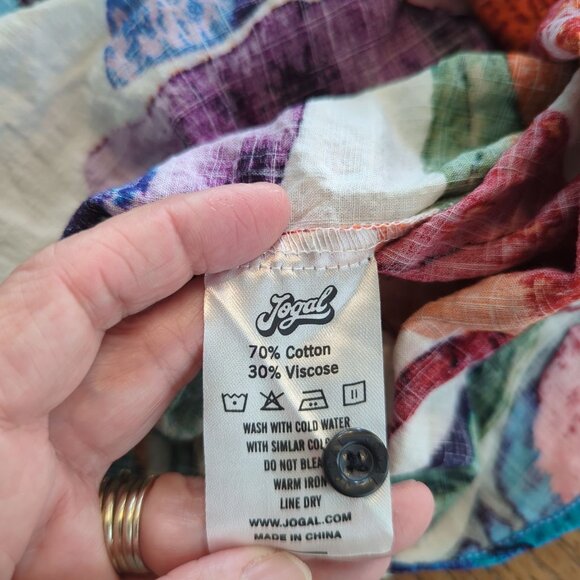 JOGAL Shirt size Large short sleeve Colorful Abstract Print Button-Up - Picture 6 of 11